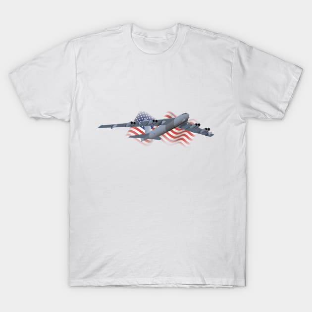 B-52 Strategic Bomber with American Flag T-Shirt by NorseTech